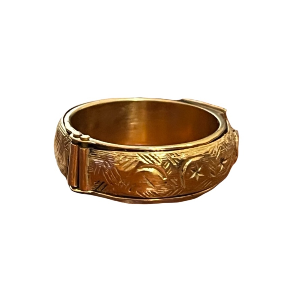 Rare Judaic Engagement Mazal Tov 18 Karat Gold Plated Secret Ring - Picture 4 of 13